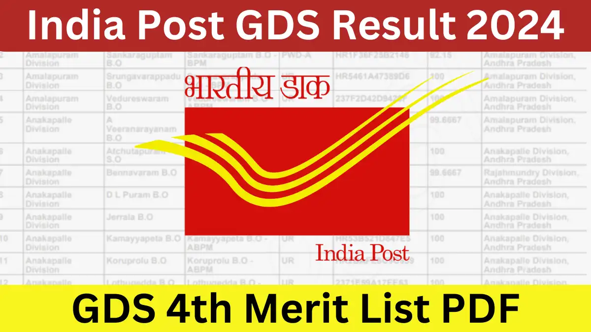 India Post GDS 4th Merit List 2024 Date